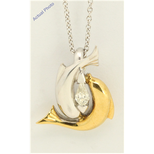 18k White Gold Kite Cut Exclusive two-tone dolphin diamond pendant (0.19 Ct, I Color, SI Clarity)