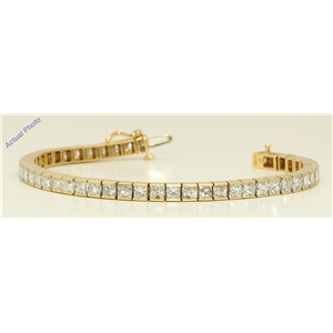 18k Yellow Gold Princess Cut Modern elegant classic diamond tennis bracelet (12.51 Ct, K Color, VS Clarity)