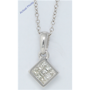 18k White Gold Princess Invisible Setting diamond petite square classic stylish pendant (0.4 Ct, K , SI )