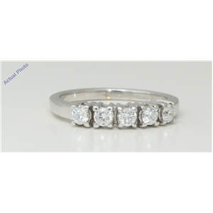 18k White Gold Round Classic stylish five stone eternity diamond wedding band (0.52 Ct, H Color, VS Clarity)