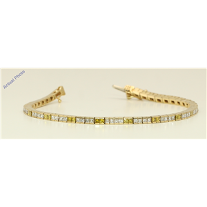 14k Yellow Gold Princess Contemporary chic dress diamond tennis bracelet(3.2 ct, Yellow(Irradiated), Si1)