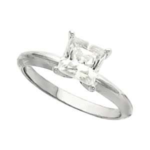 Princess Diamond Solitaire Engagement Ring 14k White Gold 0.5 Ct, (G Color, VVS2 Clarity)
