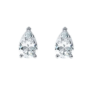 Pear Diamond Stud Earrings 14k White Gold (2.07 Ct, H Color, I1 Clarity)