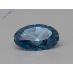 Oval Cut Loose Diamond (0.51 Ct,Ocean Blue(Irradiated) Color,Si1 Clarity)