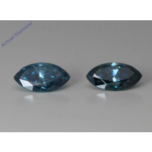 A Pair Of Marquise Cut Loose Diamonds (2.24 Ct,Ocean Blue(Irradiated) Color,Vs1-Si2 Clarity)