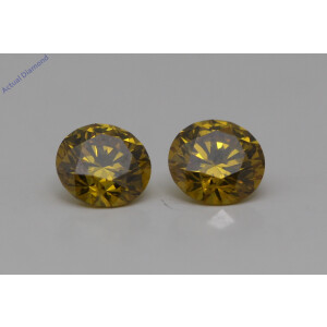A Pair Of Round Cut Loose Diamonds (0.78 Ct,Yellow(Irradiated) Color,Vs1 Clarity)