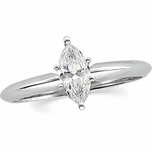 Marquise Diamond Solitaire Engagement Ring 14k  ( 0.43 Ct, F Color, VVS2 Clarity EGL Certified)