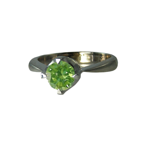 Round Diamond Solitaire Engagement Ring 14k White Gold 0.51 Ct, (Olive Green(Color Irradiated) Color, SI1(ClarIty Enhanced) Clarity)