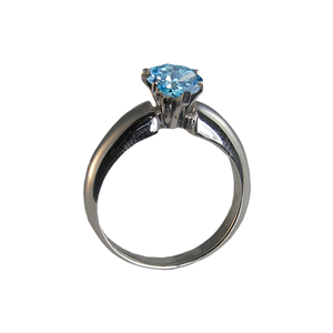 Oval Diamond Solitaire Engagement Ring 14k White Gold 0.71 Ct, (Nice Blue (Color Irradiated) Color, si1 Clarity)