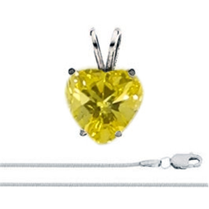 Heart Diamond Solitaire Pendant Necklace 14k  ( 2.54 Ct, Canary Yellow(Color Irradiated) Color, Si2 (Clarity Enhanced) Clarity)