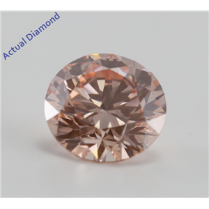 Round Cut Loose Diamond (1.57 Ct, Pinkish Orange (HPHT Color Treated), VVS1)  