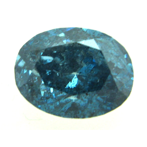 Oval Cut Loose Diamond (0.97 Ct, BLUE(COLOR IRRADIATED) Color ,I2(LASER DRILLED) Clarity)  