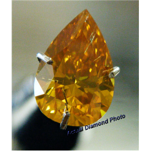 Pear Cut Loose Diamond (1.02 Ct, DEEP ORANGY YELLOW(HPHT Color Treated) ,SI2) GIA Certified