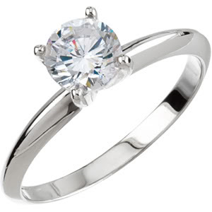 Round Diamond Solitaire Engagement Ring 14K White Gold (1.01 Ct, G Color, Vs2 Clarity) Egl Certified