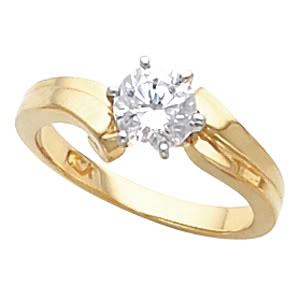 Round Diamond Solitaire Engagement Ring 14k Yellow Gold 0.75 Ct, (K-L Color, VS2 Clarity)