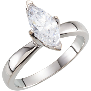 Marquise Diamond Solitaire Engagement Ring 14k White Gold 0.73 Ct, (D Color, I1 Clarity)
