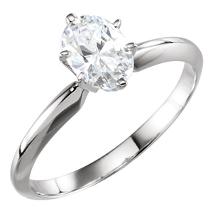 Oval Diamond Solitaire Engagement Ring, 14k White Gold (1.02 Ct, G Color, SI2 Clarity) IGL Certified