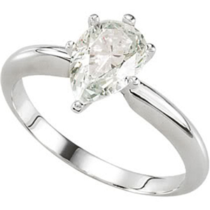Pear Diamond Solitaire Engagement Ring, 14K White Gold (0.62 Ct, D Color, SI2(Laser Drilled) Clarity) IGL