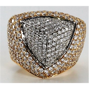 18k Rose-and-white-gold Stunning bi-color pavee set diamond pyramid cocktail ring (3.74 Ct G ,VS)