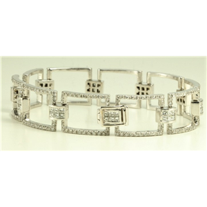 18k White Gold Square link princess and round cut exclusive diamond bracelet (3.8 Ct G & G ,VS)