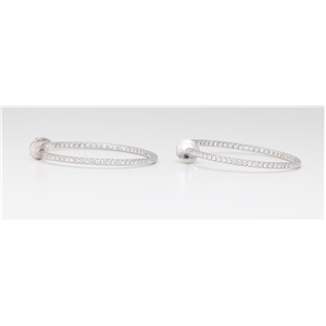 18K White Gold Round Pave Set Diamond Hoop Earrings (0.88 Ct G Vs Clarity)