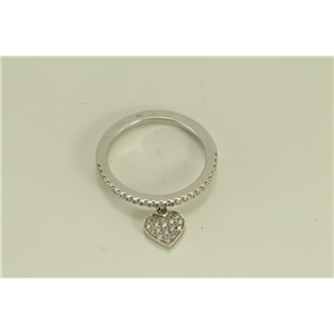 18k White Gold Fashionable trendy diamond eternity ring with pavee set heart shape charm (0.27 Ct G ,VS)