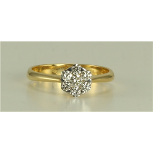 18k Yellow Gold Round Cut Yellow Gold diamond elegant illusion effect ring
 (0.6 Ct,G Color,VS Clarity)