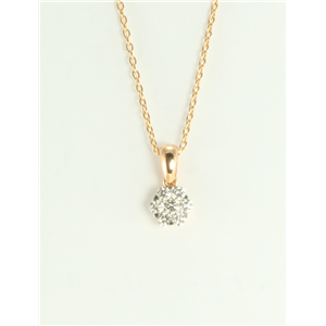 18k Rose Gold Round rose-gold diamond illusion pendant on an elegant chain (0.33 Ct,G Color,VS Clarity)