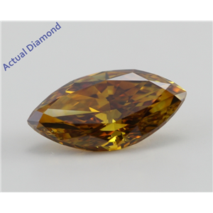 Marquise Cut Loose Diamond (1.51 Ct, Natural Fancy Deep Brownish Orangy Yellow Color, SI1 Clarity) GIA