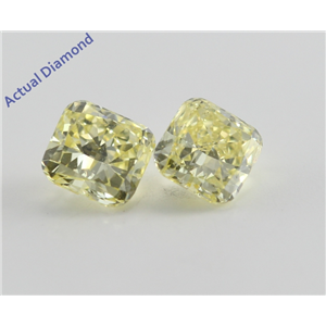 A Pair of Cushion Cut Loose Diamonds (0.65 Ct, Natural Fancy Intense Yellow ,SI1-SI2)