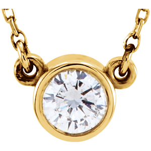 Round Diamond Solitaire Pendant Necklace 14k Yellow Gold ( 1.03 Ct, H, SI2 IGL Certified)