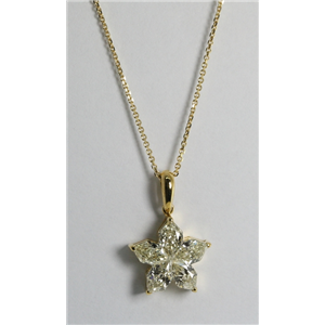 18k Yellow Gold Invisible Setting Pear Cut Diamond Flower Pendant (1.31 Ct, J Color, SI1 Clarity)