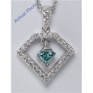 18K White Gold Round & Marquise Cut Diamond Pendant (Blue & White Diamonds, Vs Clarity)