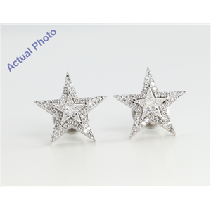 18k White Gold Kite Cut Diamond Invisible Setting Star & Pave Earrings (0.62 Ct, G Color, VS Clarity)