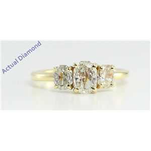 18k Yellow Gold Three Stone Radiant Cut Diamond Engagement Ring (0.98 Ct, J Color, VS Clarity)