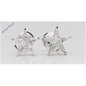 18k White Gold Kite Diamond Multi-Stone Set Star Shape Pentagram Studs (0.56 Ct H-I SI3 Clarity)