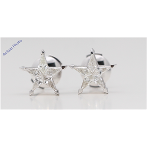 18k White Gold Kite Diamond Multi-Stone Set Star Shape Pentagram Studs (0.45 Ct H SI3 Clarity)