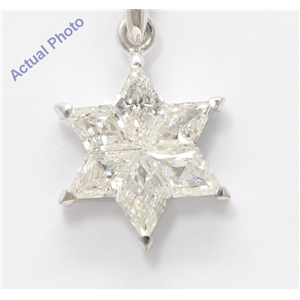 18k White Rhombus Diamond Multi-Stone Set Marquise Hexagram Star of David Pendant (0.76 Ct H VS Clarity)