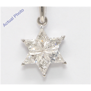 18k White Rhombus Diamond Multi-Stone Set Marquise Hexagram Star of David Pendant (0.72 Ct G SI1 Clarity)