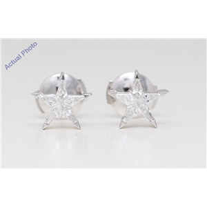 18K White Gold Kite Diamond Setting Multi-Stone Set Pentagram Star Earrings (0.33 Ct,H Color,Si2 Clarity)