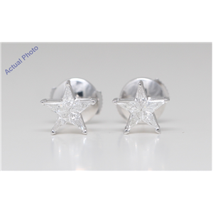 18K White Gold Kite Diamond Setting Multi-Stone Set Pentagram Star Earrings (0.31 Ct,G Color,Si2 Clarity)
