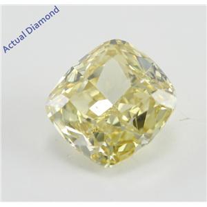 Cushion Cut Loose Diamond (0.72 Ct, Natural Fancy Yellow Color, SI2 Clarity) GIA Certified