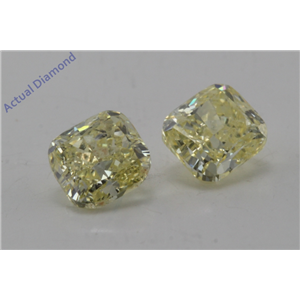 A Pair of Cushion Loose Diamonds (1.12 Ct, Natural fancy intense yellow Color, si2,si2 Clarity) IGL Certified
