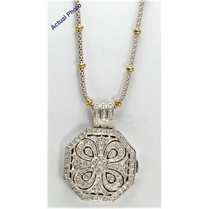 14k White and Yellow Gold vintage style diamond Locket pendant with two tone chain (0.4 Ct G-H ,SI2)