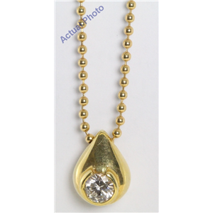 18k Yellow Gold Round Bezel Setting Vintage Twenties Style Diamond Pear Drop Pendant (0.5 Ct, H , VS )