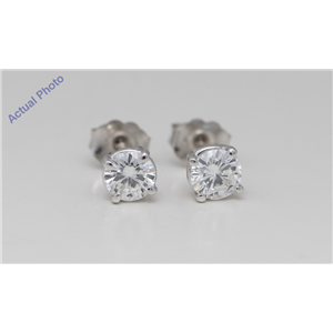 14K White Gold Round Cut Diamond Four-Prong Setting Classic Earring Studs (0.92 Ct,D Color,Vvs1 Clarity)