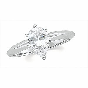 Pear Diamond Solitaire Engagement Ring 14k White Gold (1.01 Ct, d Color, SI1 Clarity) WGI Certified