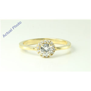 14k Yellow Gold Round Modern classic four prong diamond set bezel engagement ring (0.46 Ct, F , VS1 )