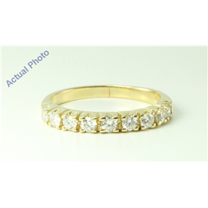 14k Yellow Gold Round Diamond Nine stone crown set modern half-eternity wedding b&(0.65ct, F, VS1)
