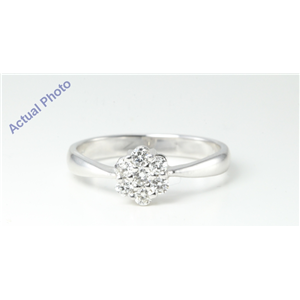 14k White Gold Round Diamond Seven stone classic flower cluster engagement ring (0.34 Ct, G , VS1 )